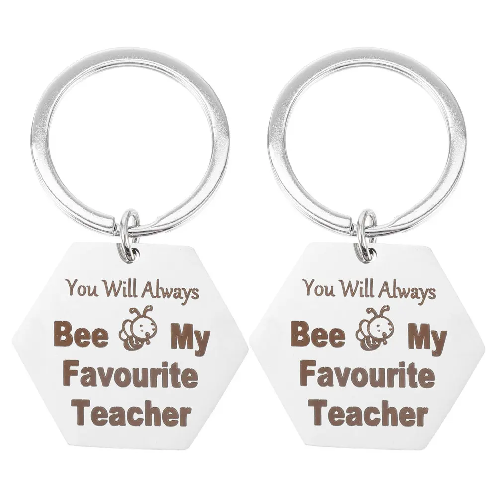 

2pcs Creative Teachers Key Pendants Key Chains Key Ornaments Key Decor (Silver)