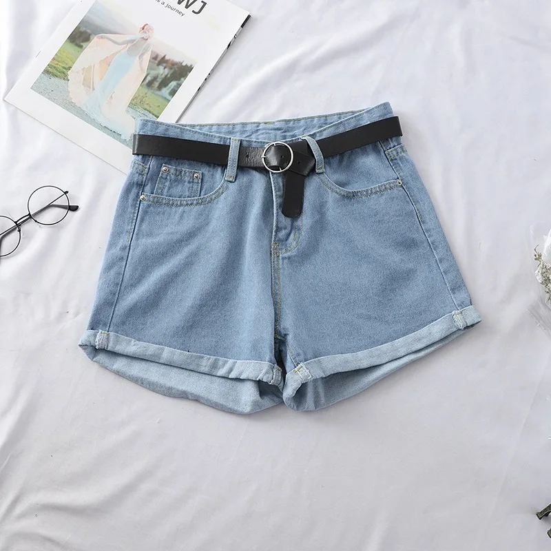 

YYCZF Women Denim Shorts Crimping High Waist Casual Loose Wide Leg Slim Summer Jeans Shorts Feminino Chic Hot Ladies Bottom Pant