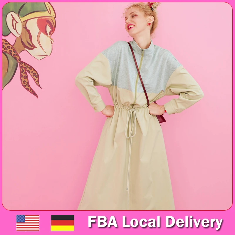 Женское Повседневное платье с цветными блоками ELFSACK US & DE FBA сафари цвета хаки