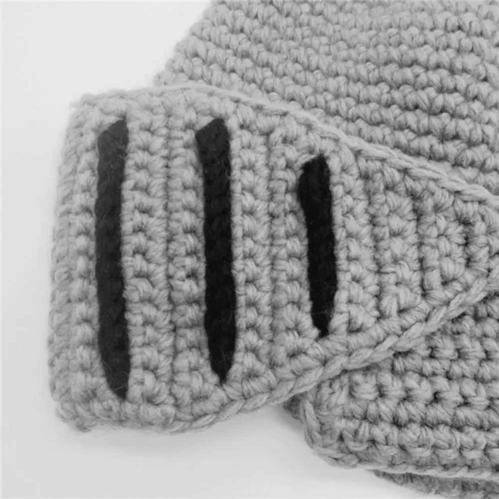 

Men Knight Knit Beard Hats Handmade Woolen Yarn Knitwear Windproof Headgear