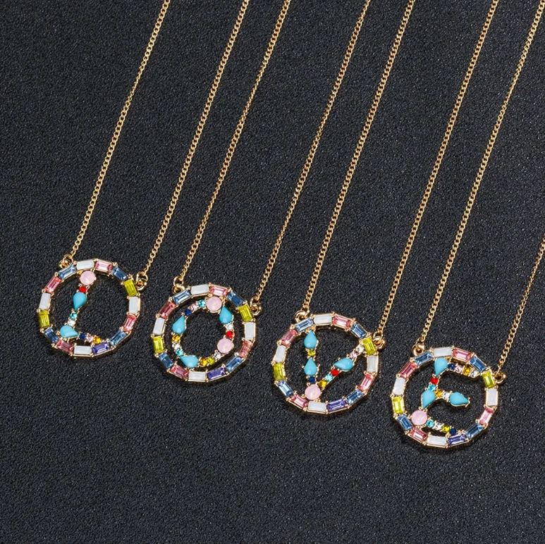 Лидер продаж ожерелье с кулоном из золотого циркония женское Радужное колье