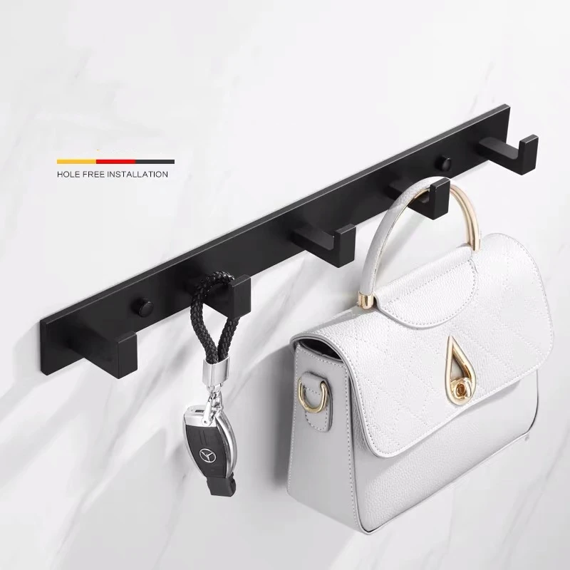 Чёрный крючок без отверстий твердый утолщенный для входной двери в