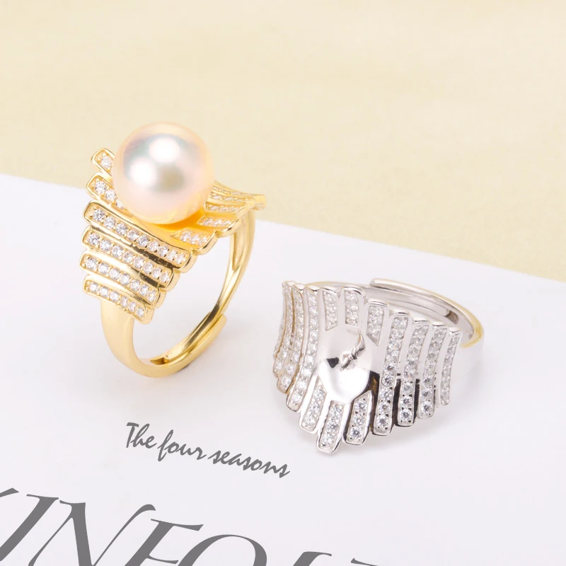 Стерлинговое Серебро 925 пробы 9-10 мм кольцо с натуральным пресноводным жемчугом