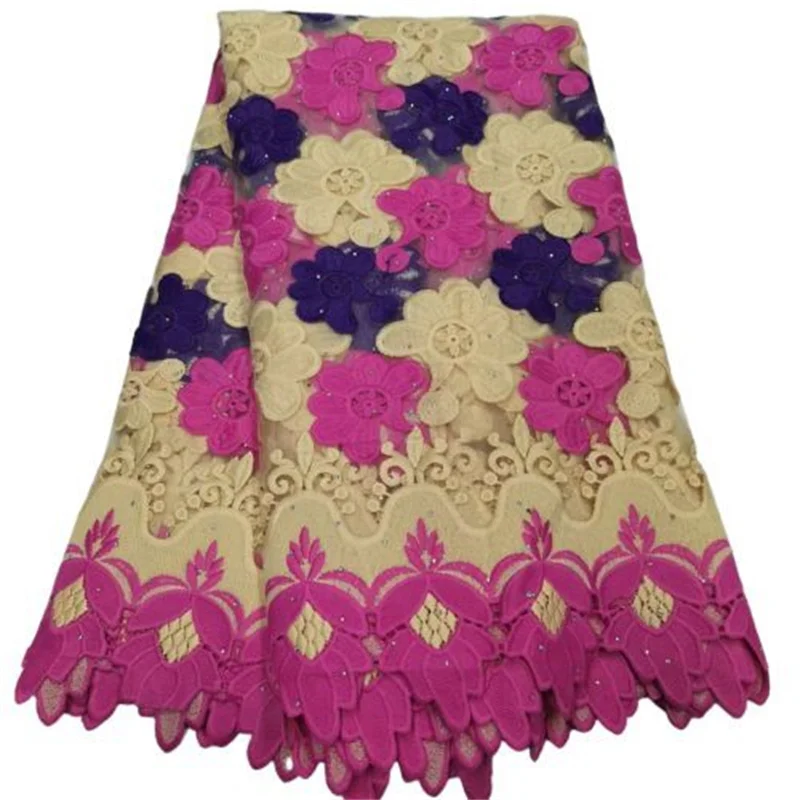 

Горячая Распродажа африканская Водорастворимая кружевная ткань, высококачественные камни, Нигерия, французский стиль, свадебные материал...