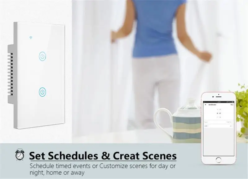 

1/2/3/4Gang WiFi Smart Wall Touch Light Switch Glass Panel For Google APP/Alexa Intelligent Voice Control Use Zigbee Gateway