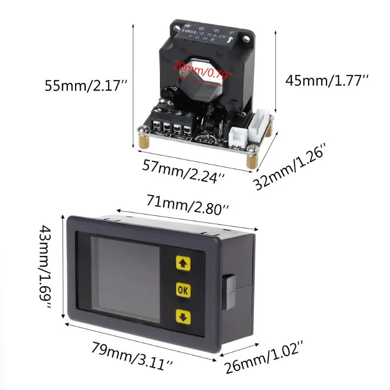 

OOTDTY Digital Multimeter DC 0-90V 0-100A Voltmeter Ammeter Power Monitor w Hall Sensor