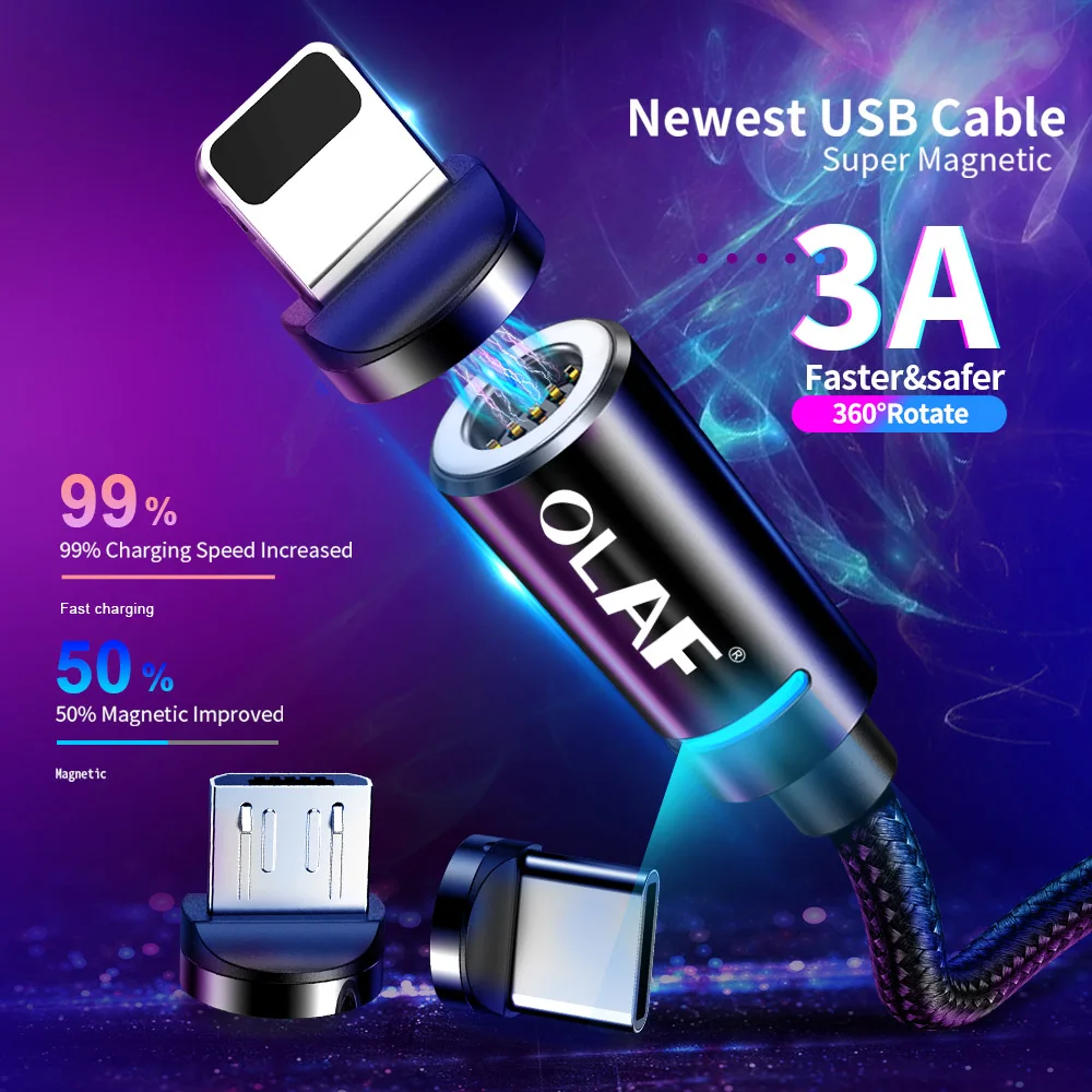 Магнитный кабель микро USB OLAF для iPhone Samsung Android магнитное зарядное устройство