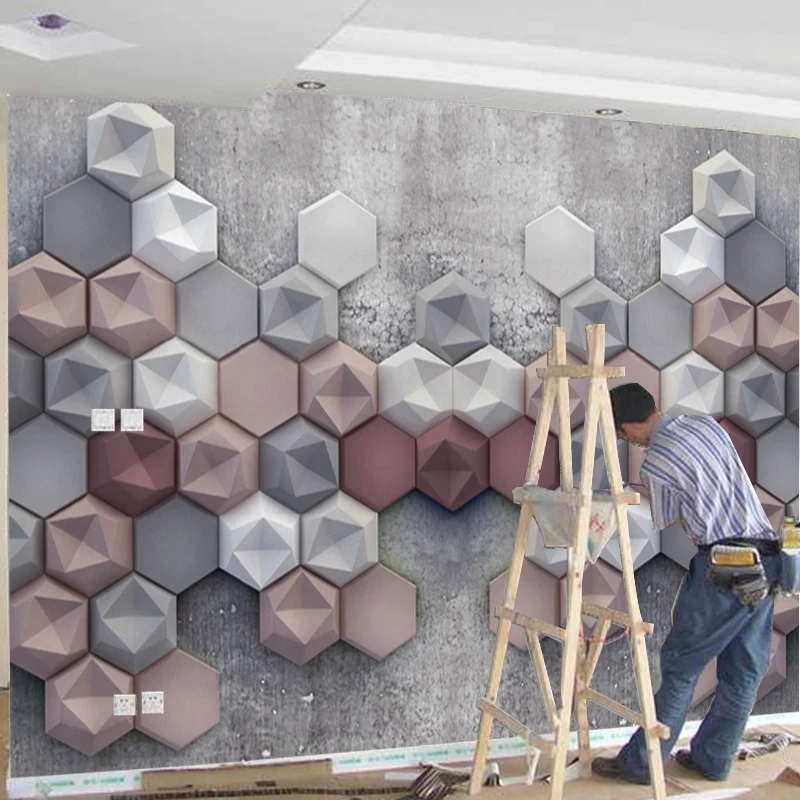 

Hexagon Wallpaper Living Room 3d Wallpaper Geometry Abstract Murals TV Background Wall Decor Wall Papers Geometric Photo Mural