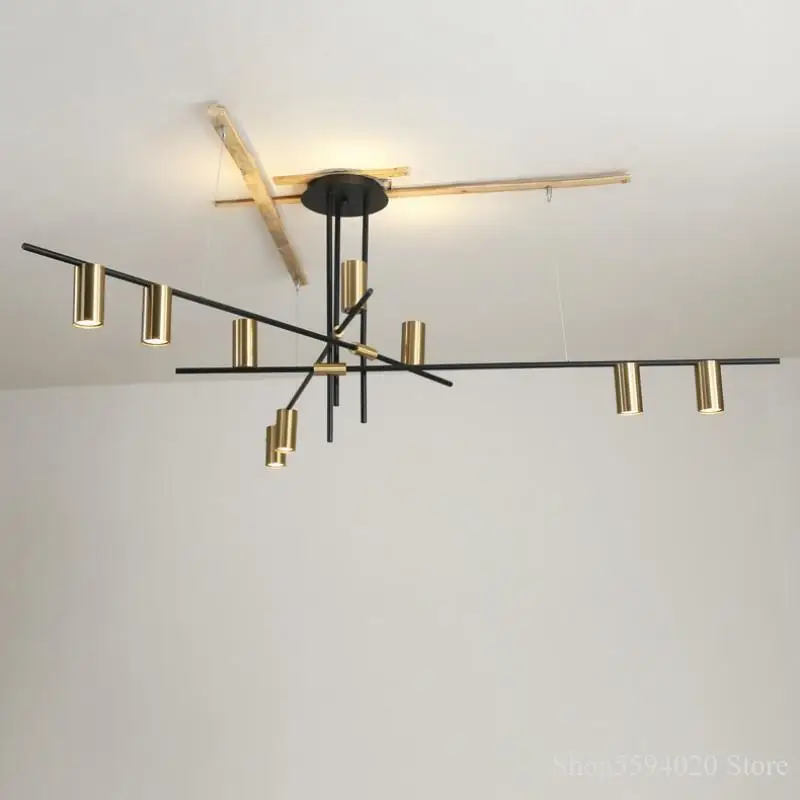 Скандинавская Роскошная Минималистичная Золотая люстра E27 длинный светильник