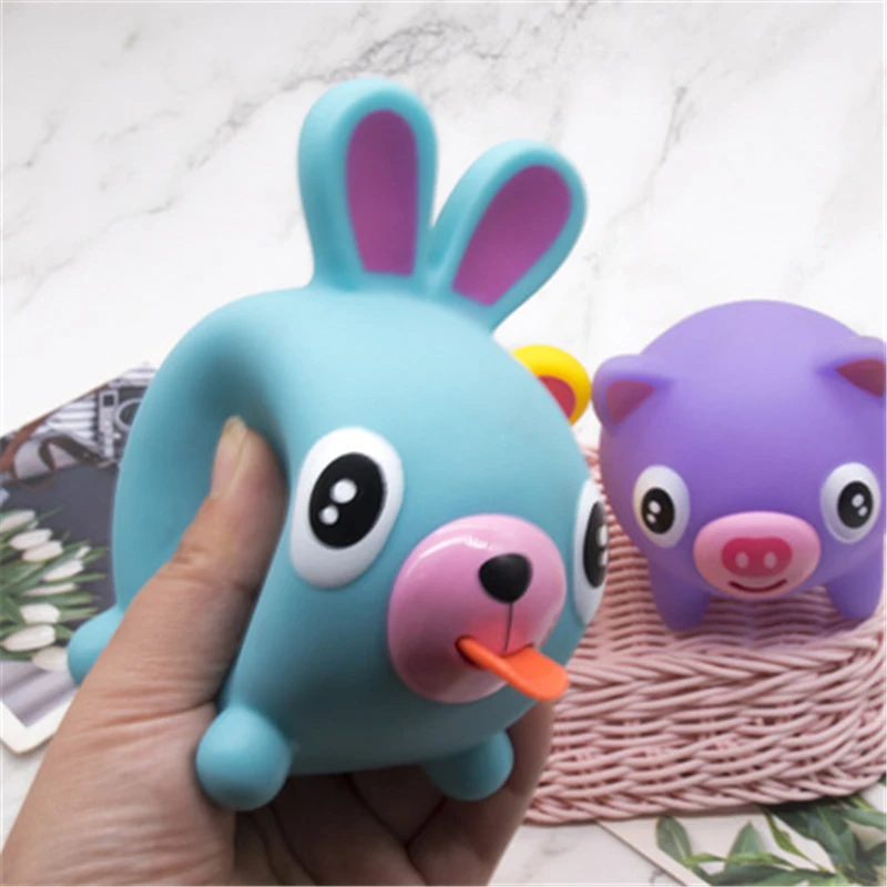 

Cute Tongue Out Sounding Toys Animal Squeeze Decompression Toy Creative Vent Presents Tricky Friend Funny Doll for Adults Gifts