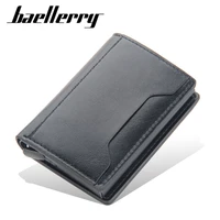 baellerry men pu leather coin purses male metal aluminum box automatic elastic bank card holder for female bussiness card case