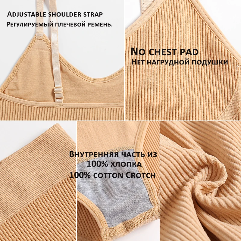 

FINETOO Seamless Women Bra Panties Set Push Up Sports Tank Tops +Panty Sets Sexy Active Bra Lingerie Fitness Crop Top Underwear