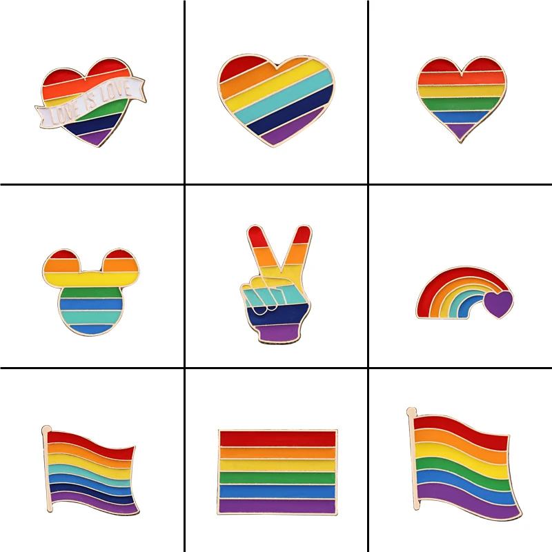 9 Стиль Радужный Флаг ЛГБТ (надпись Rainbow Лидер продаж батарея Йе палец брошь на