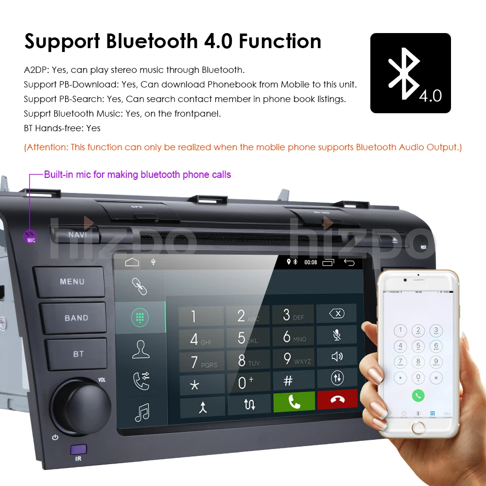 2DIN 1024*600 четырехъядерный Android9.0 подходит для Мазда 3 2004-2009 автомобильный монитор dvd-плеер навигация gps Радио canbus рулевое колесо DVR карта