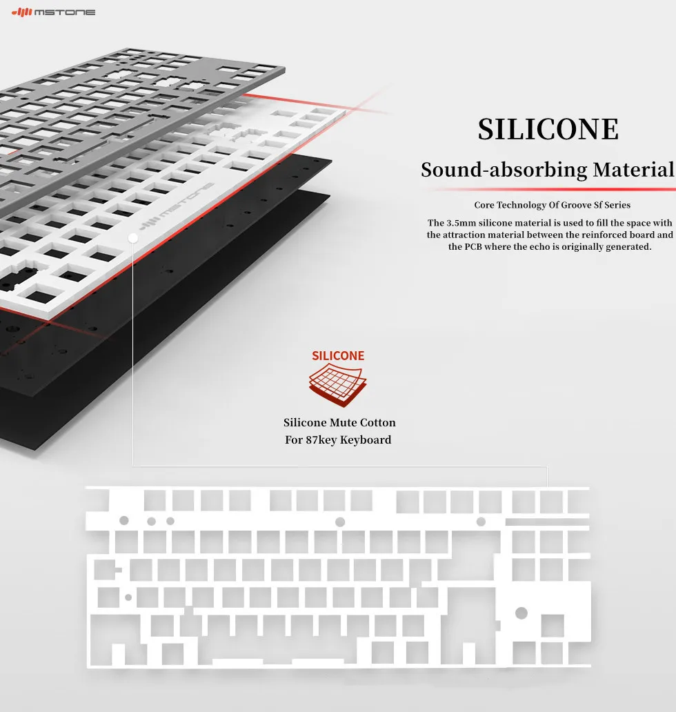 

Mstone Silicone Silent Cotton Mechanical Keyboard Parts, Can Reduce Noise By Tapping,Customized Mechanical Keyboard Accessories