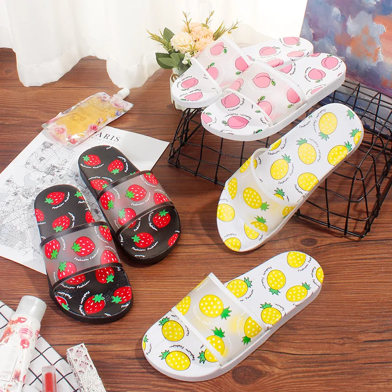 Summer Slippers Women Slides Female Shoes Cartoon Fruit Strawberry Pineapple Peach Girl Flip Flops Slide Sandals Beach Slides