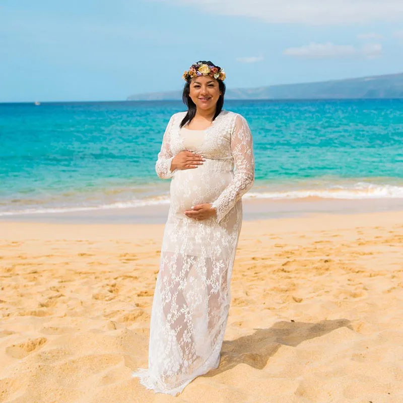 Кружевное платье макси с длинным рукавом для беременных фотосессии женщин v