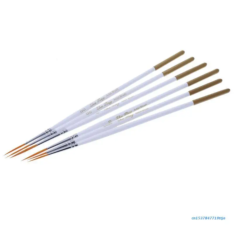 

583D 6Pcs Round Brush Hook Line Pen Artist Nylon Hair Paint Set Draw Painting Craft