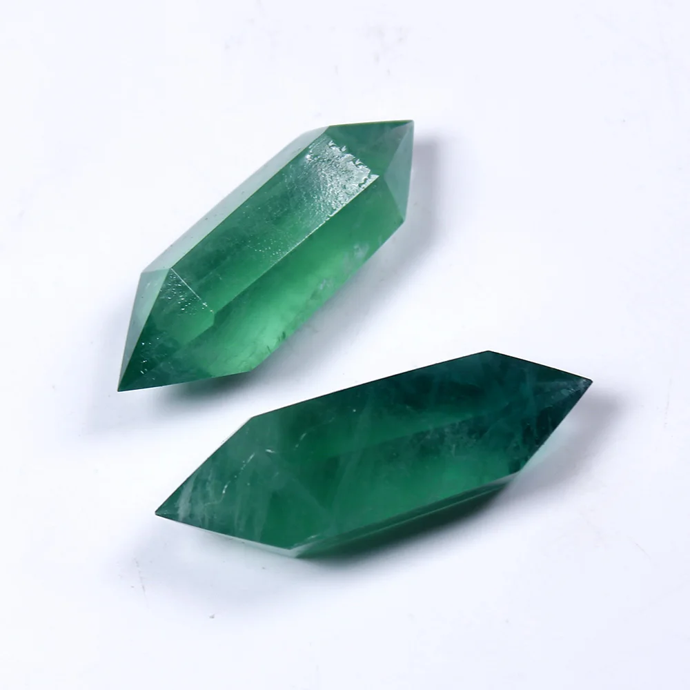 

1pc 40-50mm Natural Green Fluorite Srystal Raw Healing Gemstone Grinding Double Pointed Column Crafts Ornament Home Docorations