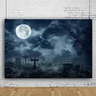 Mocsicka Хэллоуин фон надгробие зомби Луна темное облако ужас для вечерние НКИ Фотофон фотография кладбище лес