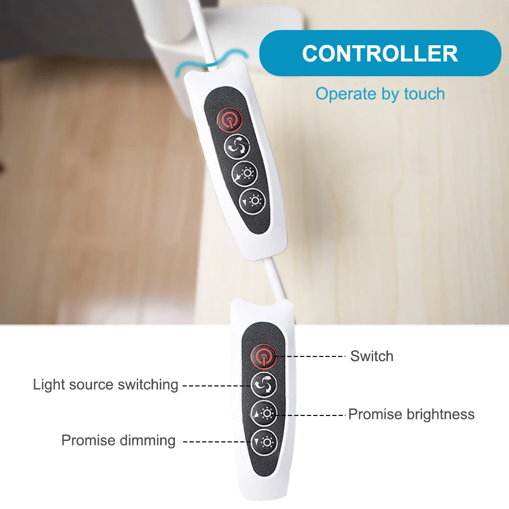 

Remote Control Desktop With Clamp Swing Arm Table Lamp Multifunction Work Home Office Stepless Dimming Kids Room Reading Bedroom