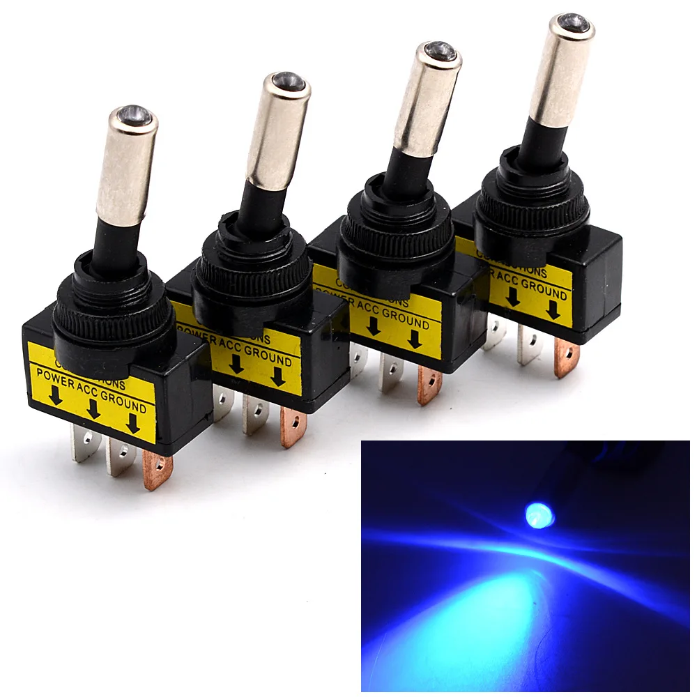 

4pcs/set 12V car saloon button toggle switch with light 3PIN swing switch LED boat modification accessories