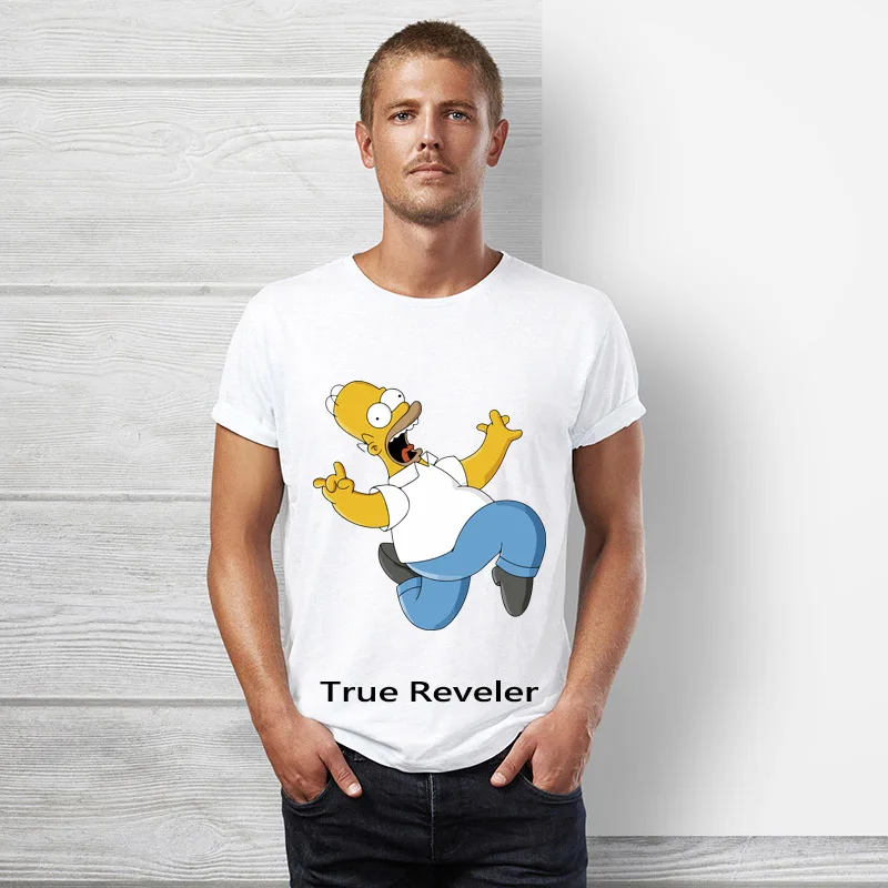 Homer simpson Футболка мужская короткий рукав хип хоп мультфильм Топы футболка Летняя забавная Милая Симпсон Женская футболка - Цвет: S10