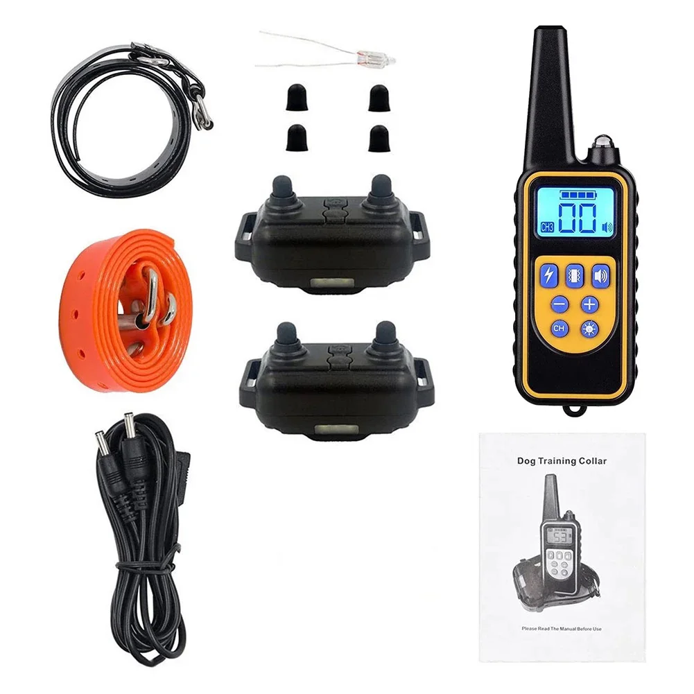 

Electric Dog Training Collar Waterproof Rechargeable 800M Remote Control Pet with LCD Display for All Size Bark-stop Collars