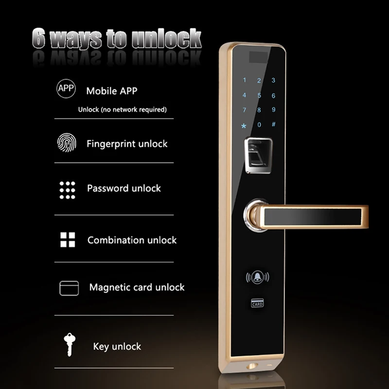 Смарт-Полупроводниковый замок со сканером отпечатков пальцев пароль карта