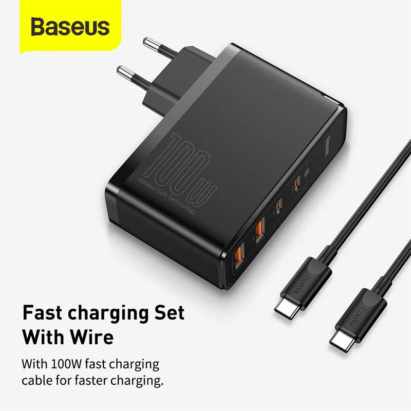 Зарядное устройство Baseus 100 Вт GaN USB C Quick Charge 4 0 QC 3 Type PD быстрое зарядное для iPhone 12