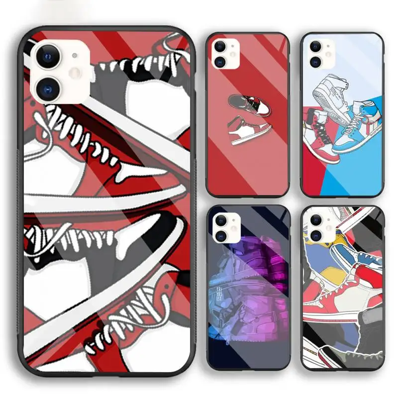 

Sneakers Trend Fashion Shoes Phone Case For Iphone 6 6s 7 8 Plus XR X XS XSmax 11 12 Pro Mini Max Tempered Glass