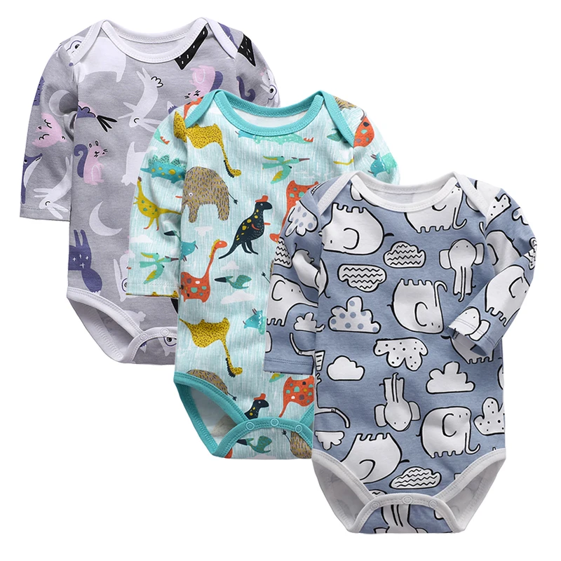 CHX0018 Боди для новорожденных; одежда для малышей; Bebes; хлопковая одежда с длинными рукавами и принтом для младенцев; 0-24 месяца; 3 шт./лот - Цвет: CHX0018