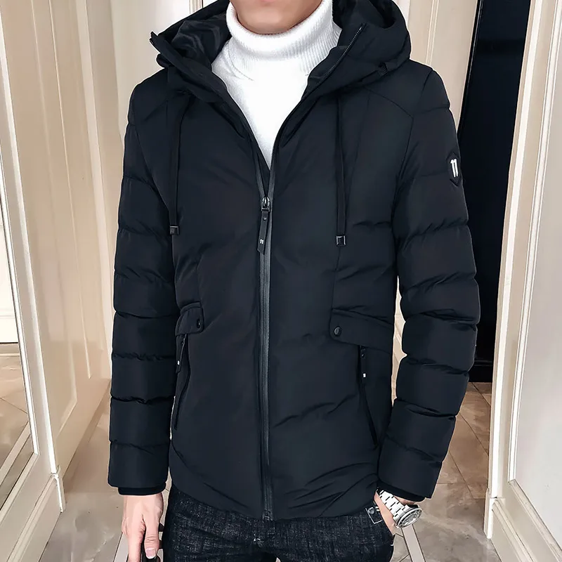 2019 зимняя мужская куртка с капюшоном легкая хлопковая стеганая пуховик тренд для