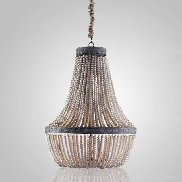 Антикварная Деревянная люстра из бисера винтажная Белая французская стильная