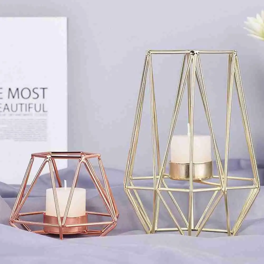 

Nordic Style Wrought Iron Geometric Candle Holders Home Decorate Metal Crafts Candlestick Candelabros Candlestick Holder