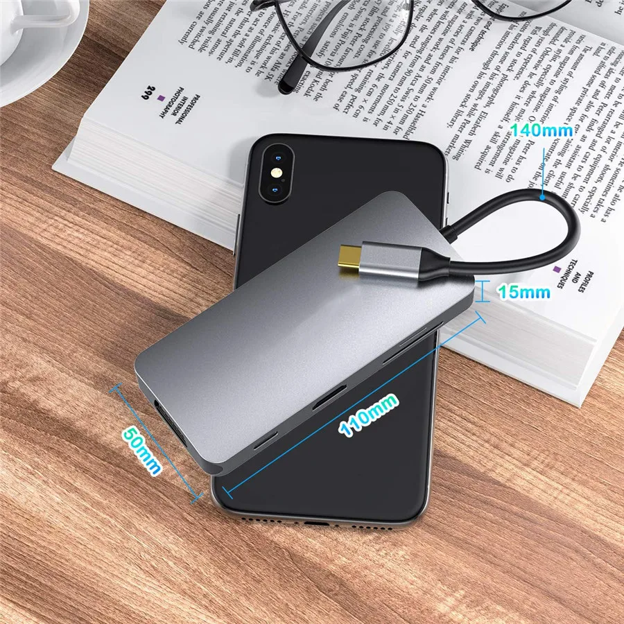 USB C type концентратор для HDMI 4K VGA адаптер 3 0 PD порт питания MacBook Pro 2018/2017/2016 samsung S8/S9 Plus| |