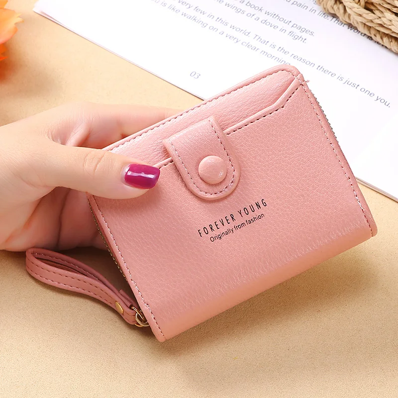 

New Korean Mini Girl Organ Card Holder PU Leather Zipper Student Money Clips Women`s Wallets Small Lady Photo Holder Coin Purse
