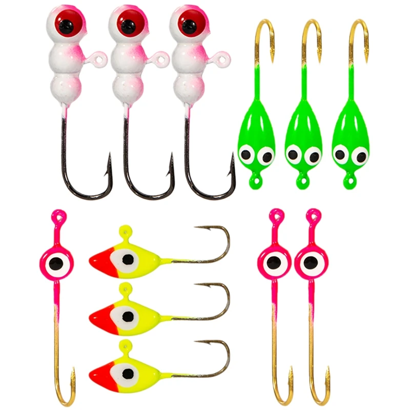 

12Pcs Fishing Jig Head Hooks Set Fishing Lures Jig Head Bait for Soft Worm Shrimp Lures Freshwater Saltwater Fishing