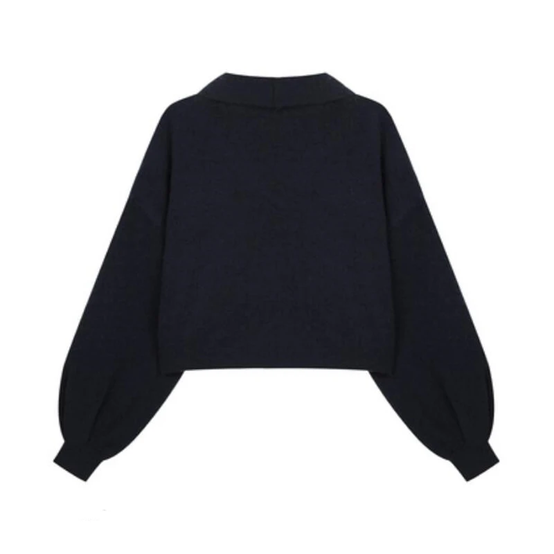 Женский вязаный свитер с отложным воротником Элегантный Повседневный пуловер в