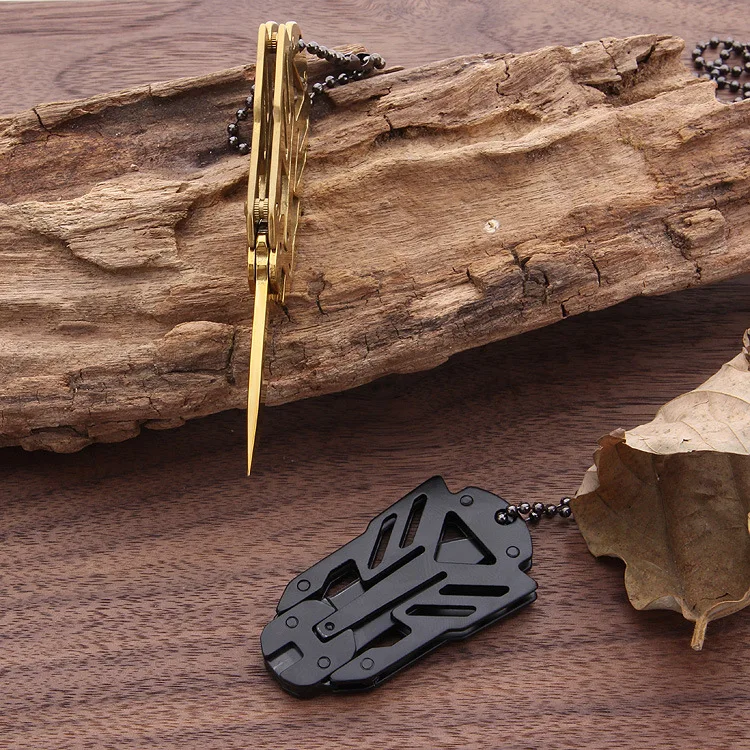 Нож Портативный Карманный для самообороны миниатюрный Клинок с цепочкой