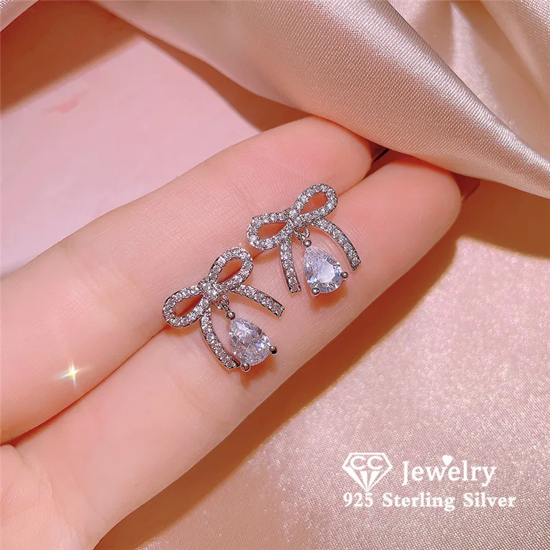 

CC Romantic Rings for Women Adjustable 925 Sterling Silver Ring Set Party Accessories Bowknot Design Cute Fine Jewelry CC3236