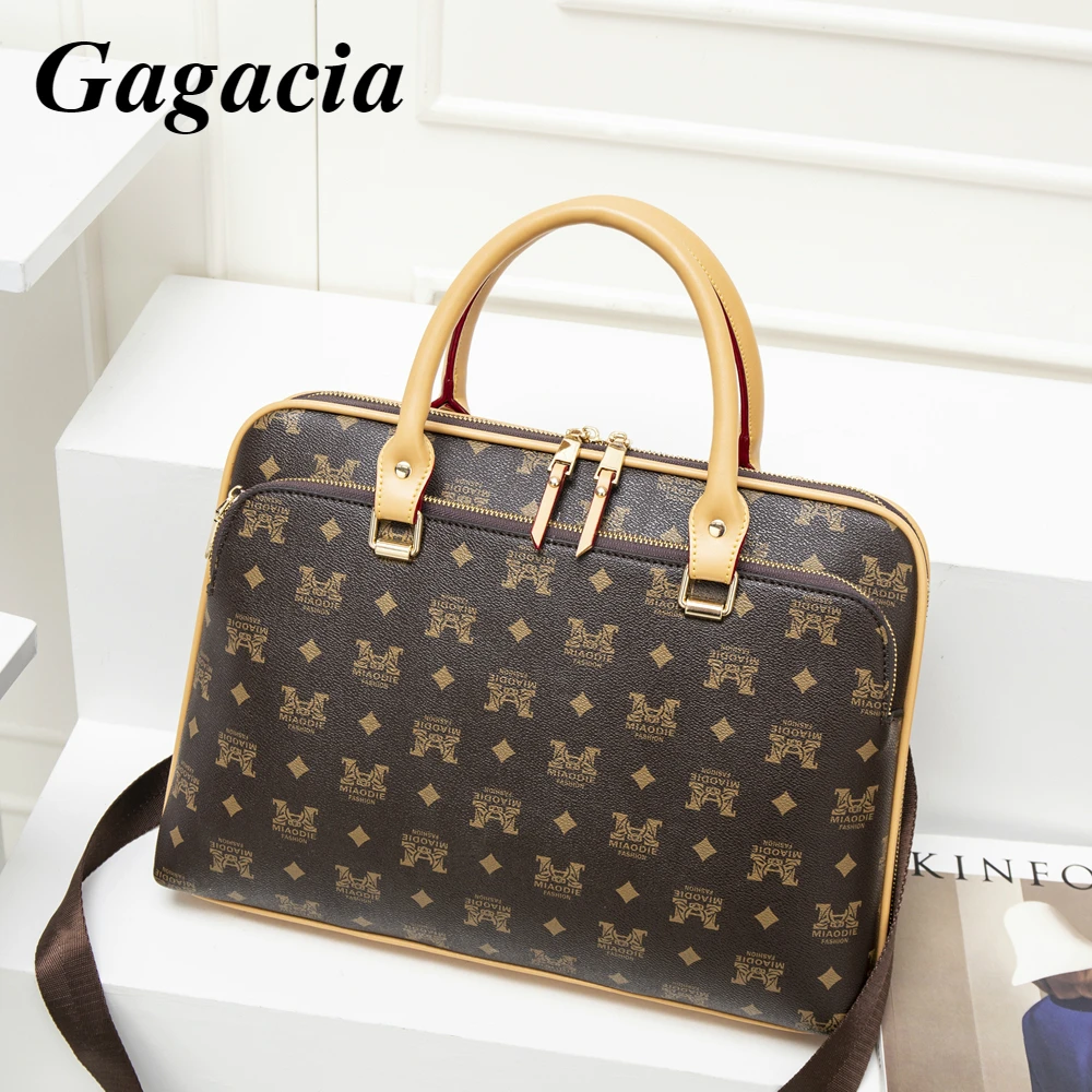 GAGACIA Fashion Women Business Briefcase Leather High-quality Commuter Handbags For Female Laptop 14 Inch Woman Office Work Bag