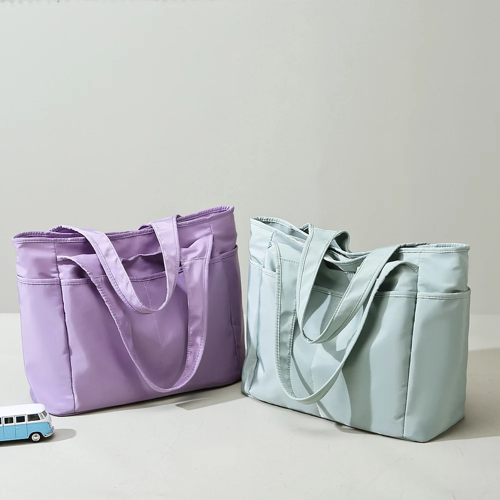 

Women Casual Oxford Cloth Large Capacity Shoulder Bags Waterproof Fitness Travel Tote Ladies Solid Color Handbags Luggage Bags