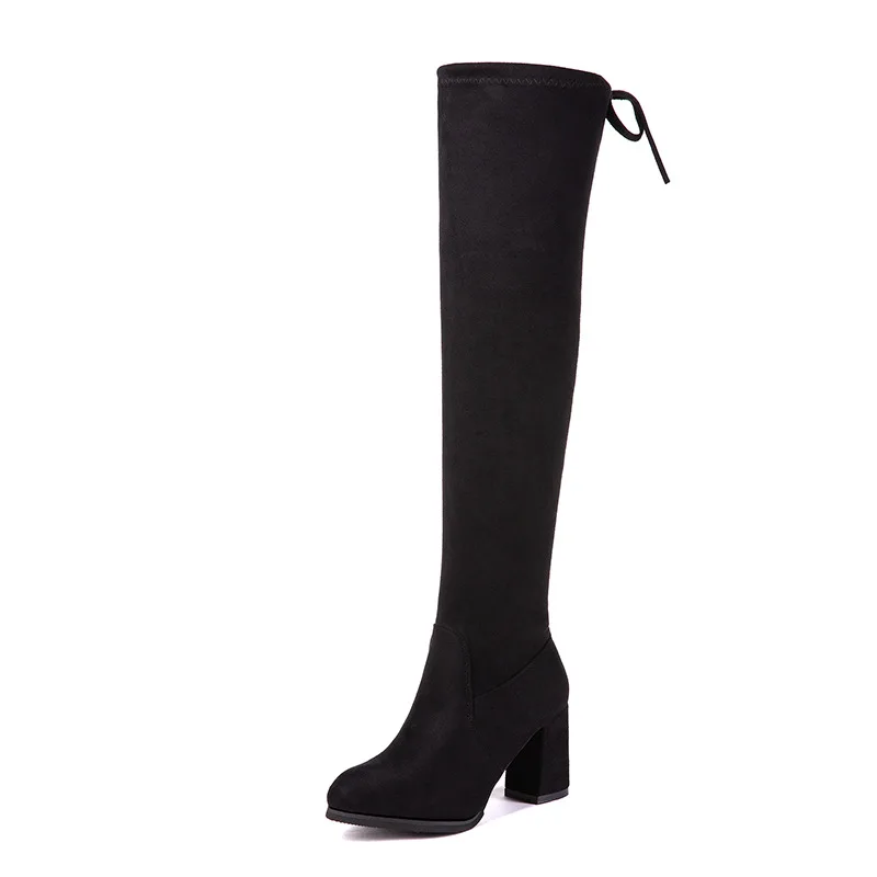 

boots slim new autumn high elastic Oversized boots winter Plush knee and slim