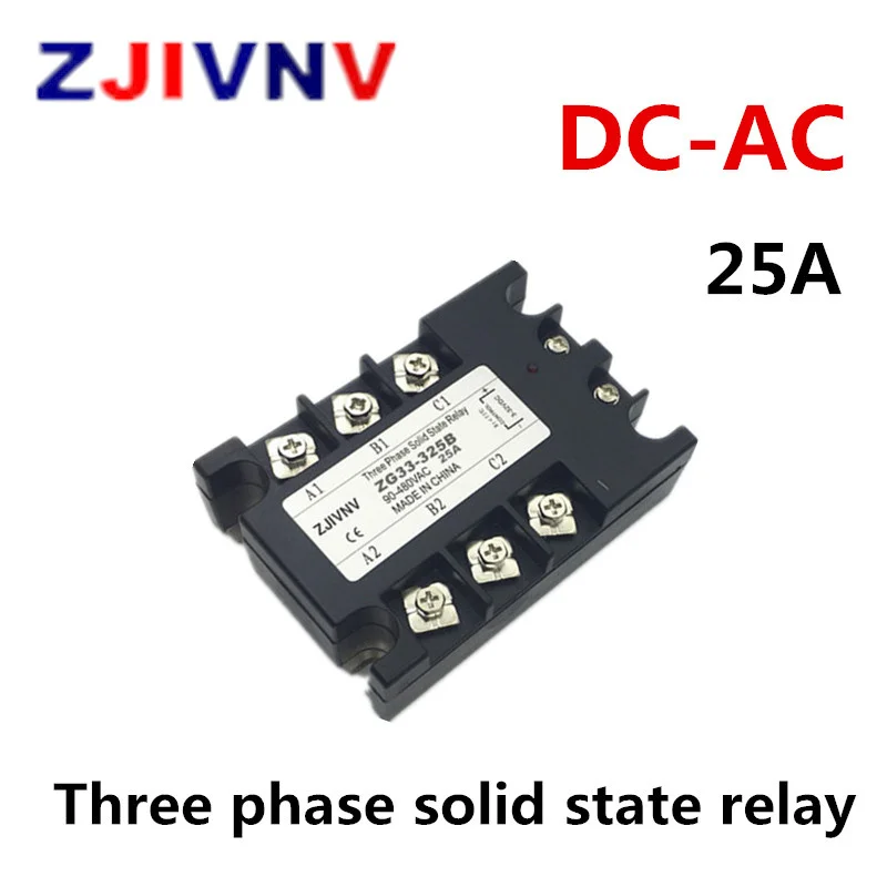 

ZJIVNV Factory Price 3 Phase Solid State Relay with Plastic Cover DC-AC 25A SSR 3-32vdc To 90~480vac DC Control AC ZG33-325B