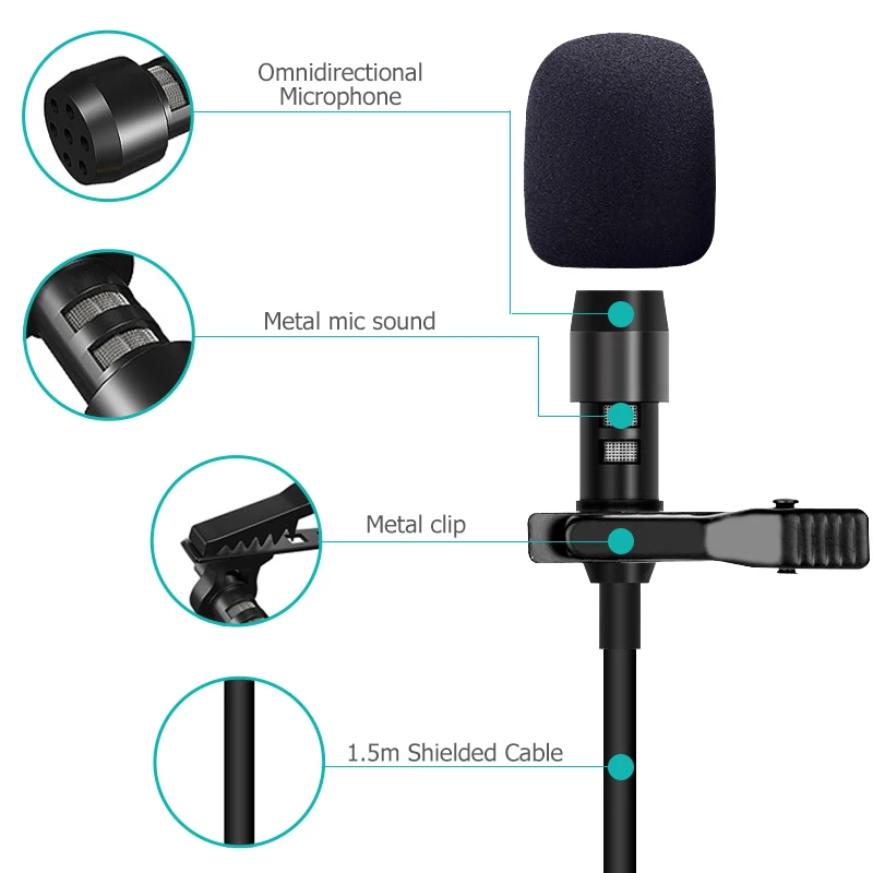 Конденсаторный микрофон металлический петличный зажим для галстука игровой