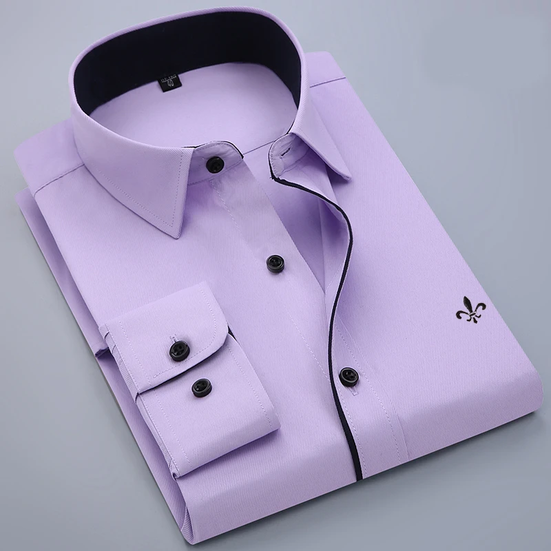 Dudalina Повседневный Полосатый пуловер модный Blusa Camisa, в полоску, с длинными рукавами, приталенная рубашка, мужская одежда с цветочным рисунком - Цвет: PM-1901-3PURPLE
