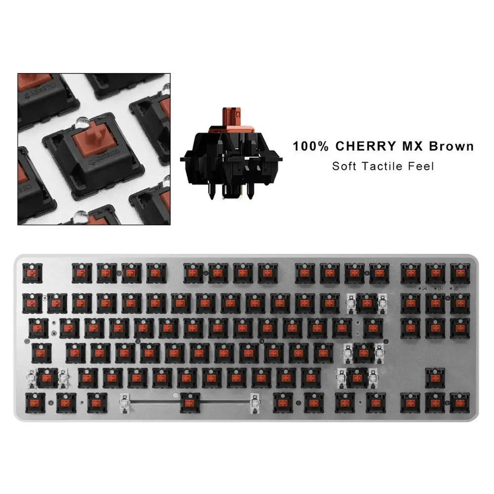 Механическая клавиатура с RGB подсветкой 360 ° CENNBIE Cherry MX коричневая алюминиевая