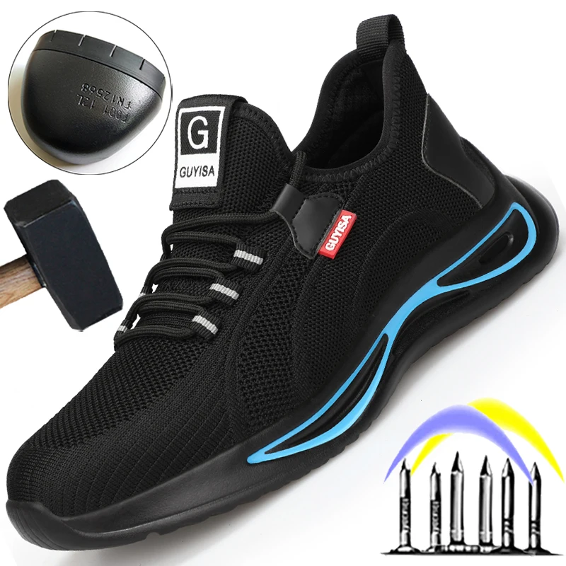 

Мужские кроссовки со стальным носком, дышащие безопасные ботинки, защита от проколов, разрушаемые, легкая обувь для работы