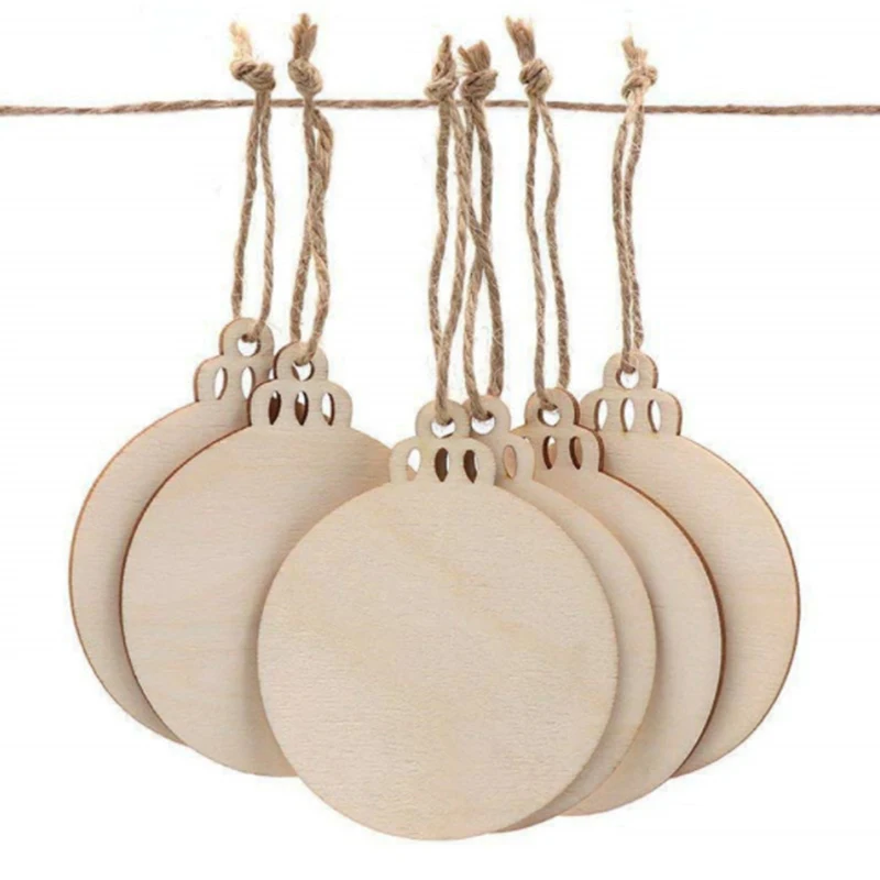 

10 шт. деревянные бирки, Рождественское украшение для дома, новогодние шары, Декор, художественные поделки, украшения «сделай сам», скрапбуки...